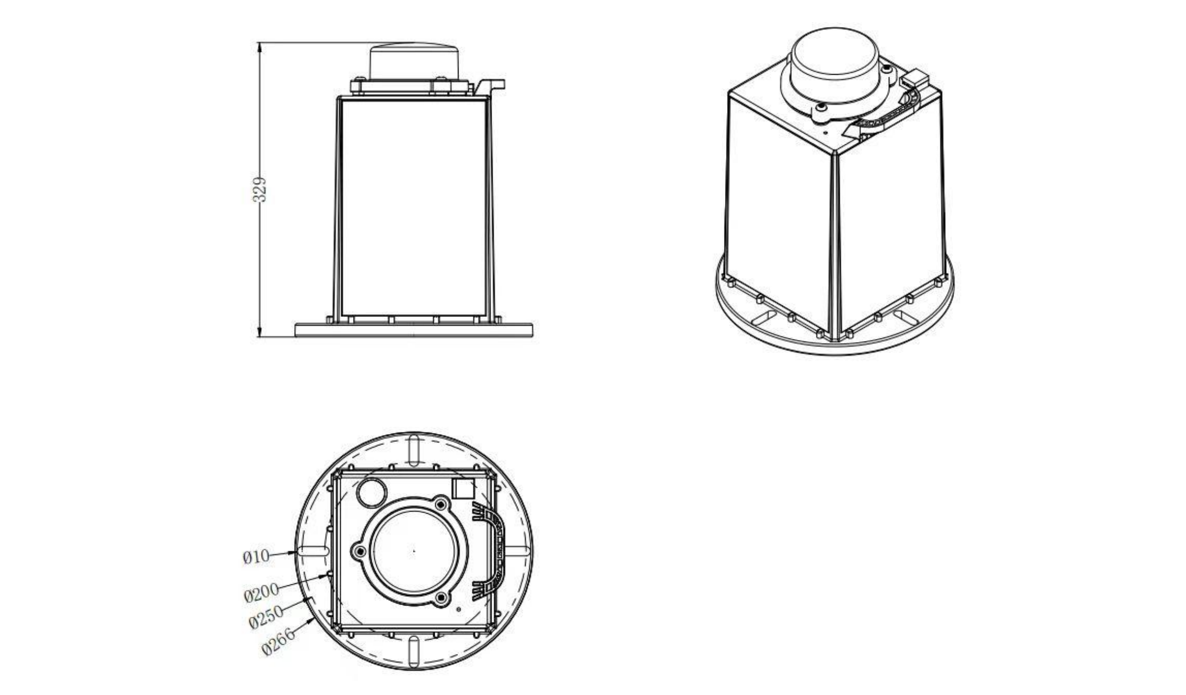 YFFYLSS 46NM Solar Powered Marine Lantern Dimension Drawing YFFY Lights YFFY LSS 46NM Solar Powered Marine Lantern Dimension Drawing