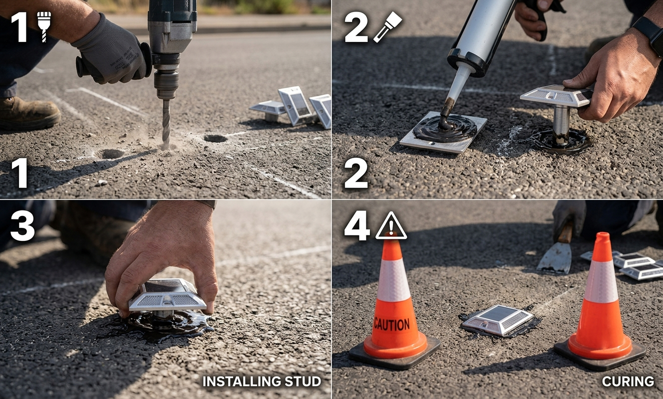 InstallationGuideforaluminumsolarroadstud YFFY Lights Installation Guide for aluminum solar road stud