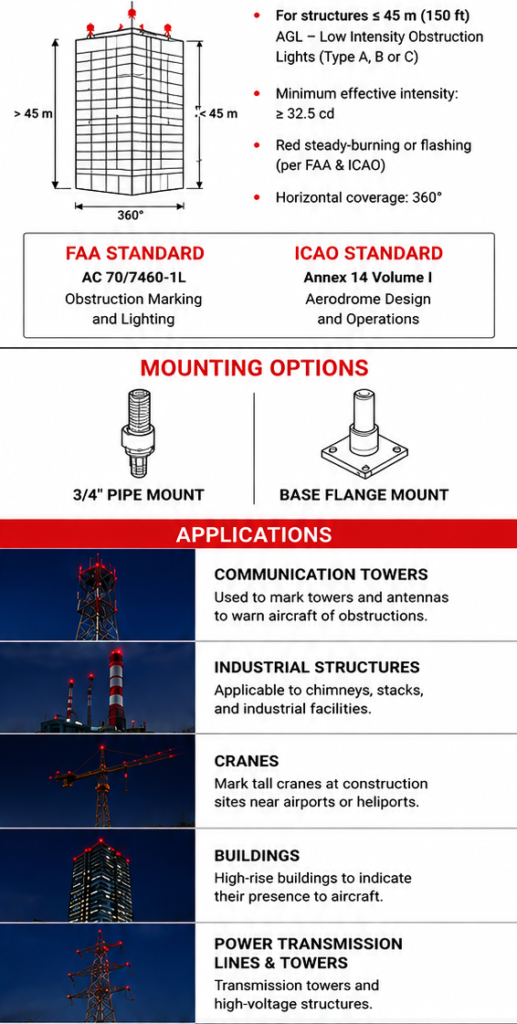 LOW INTENSITY OBSTRUCTION LIGHT INSTALLATION APPLICATION GUIDE副本 YFFY Lights LOW INTENSITY OBSTRUCTION LIGHT INSTALLATION APPLICATION GUIDE Aviation Obstruction Light