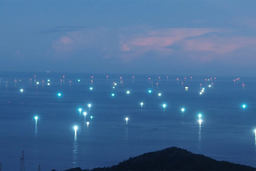 Offshore Wind Farms Wind Turbines LIghts