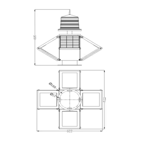 6-10NM Solar Marine Led Lanterns YFFY-LS-B Size