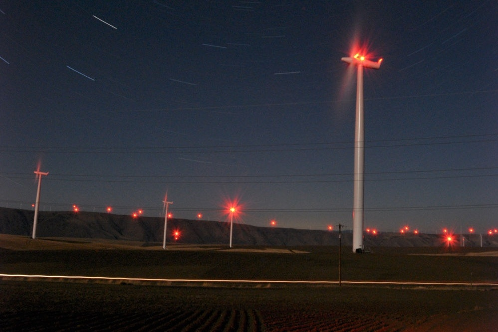 Wind Turbines flashing lights 