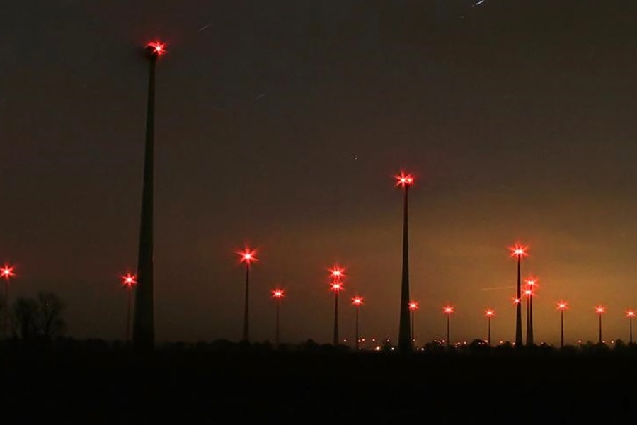 Wind farm lighting systems