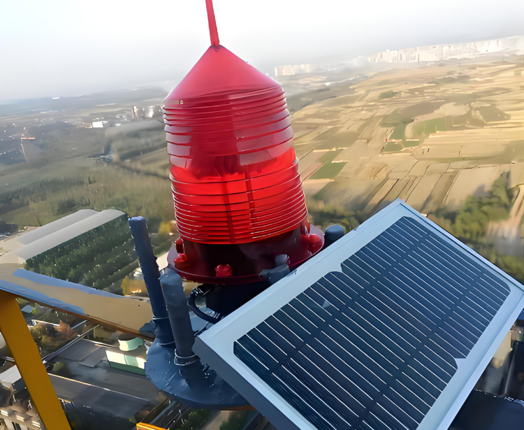 YFFY155S solar aviation obstruction light installed on tower YFFY Lights YFFY 155S solar aviation obstruction light installed on tower