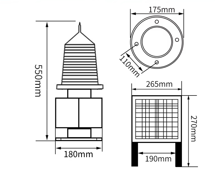 Solar Medium Intensity Obstruction Light Dimensions Drawing YFFY155S YFFY Lights Solar Medium Intensity Obstruction Light Dimensions Drawing YFFY 155S