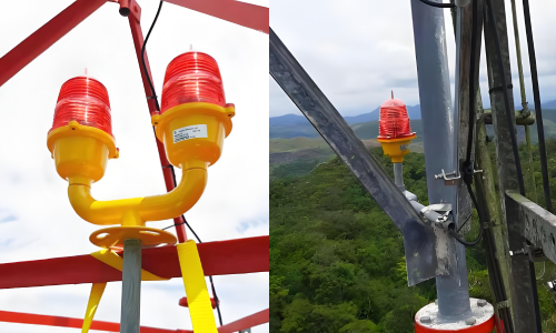 FAA L 810 aircraft warning light installed on telecom tower
