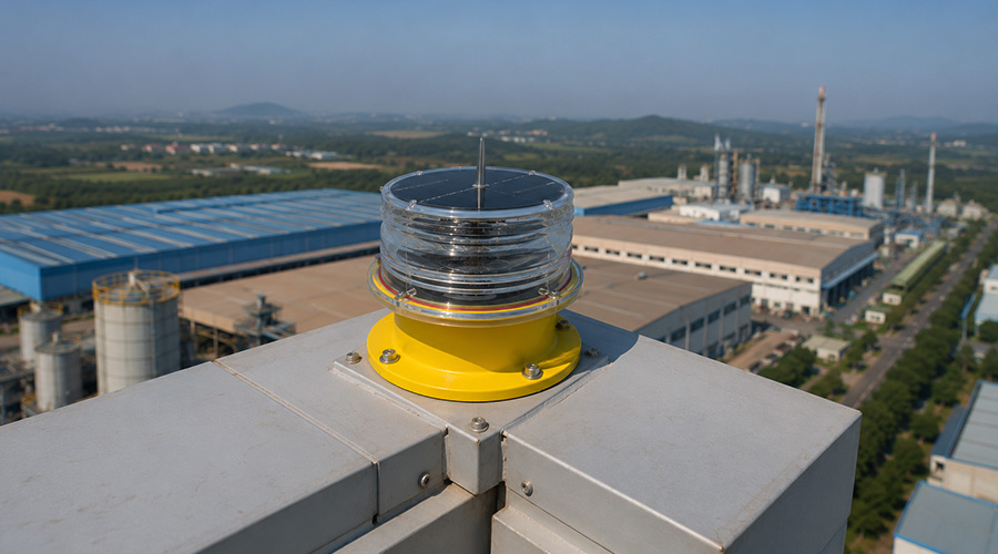 Solar Aviation Obstruction Light Project for Factory Rooftops in Laos YFFY Lights YFFY Lights Solar Aviation Obstruction Light Project for Factory Rooftops in Laos