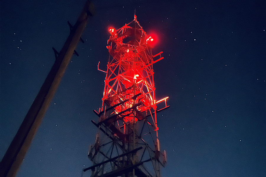 Aviation obstruction Lights installes on Broadcast TV Radio Transmission Towers​